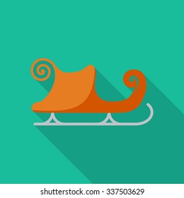 Santa sleigh icon. Flat vector related icon with long shadow for web and mobile applications. It can be used as - logo, pictogram, icon, infographic element. Vector Illustration.