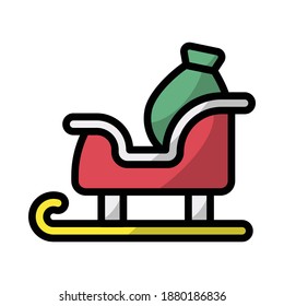 Santa Sleigh Icon or Logo in Filled Outline Style, perfect for website mobile app presentation