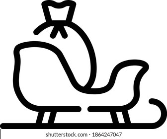 Santa Sleigh Icon in Outline Style