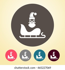 Santa Sleigh Icon in round shape.