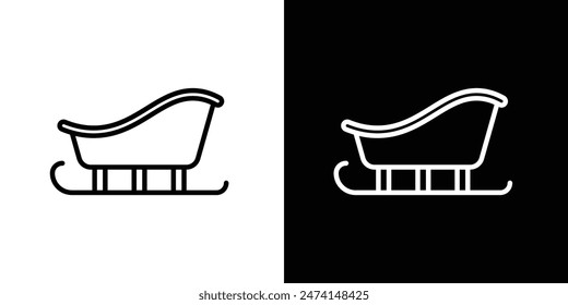 Santa sleigh icon set. Christmas sled vector symbol. Holiday ride icon.