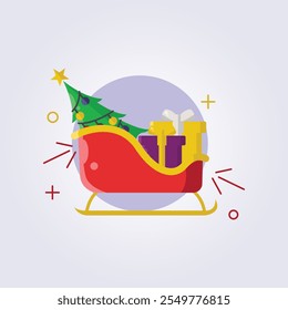 santa sleigh icon vector illustration design, template element xmas symbol sticker design