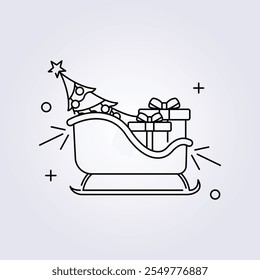 santa sleigh icon vector illustration design, template element xmas symbol sticker design