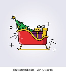 santa sleigh icon vector illustration design, template element xmas symbol sticker design