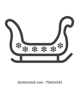 Santa sleigh line icon, New year and Christmas, xmas sled sign vector graphics, a linear pattern on a white background, eps 10.