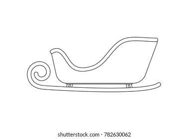 santa sleigh outline for christmas design isolated on white background
