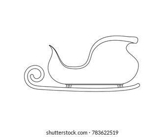santa sleigh outline for christmas design isolated on white background