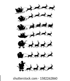 Santa sleigh and reindeer and other vehicles