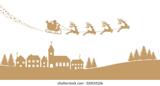 santa sleigh reindeer red silhouette