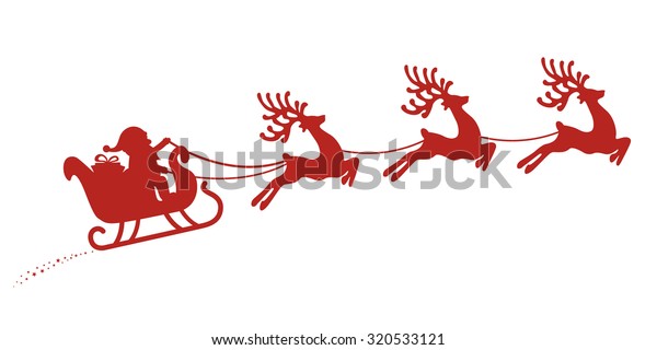 Santa Sleigh Reindeer Red Silhouette Stock Vector (Royalty Free) 320533121