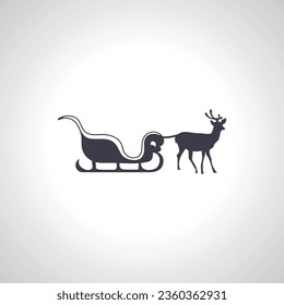 santa sleigh with reindeer silhouette isolated icon