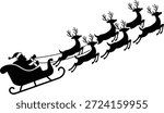 Santa Sleigh with Reindeer Vector Illustration