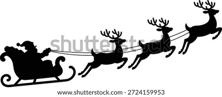 Santa Sleigh with Reindeer Vector Illustration