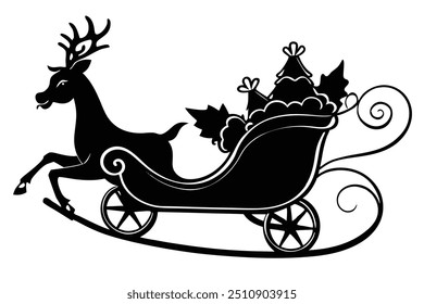 Santa sleigh silhouette design. This is a beautiful design.