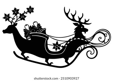 Santa sleigh silhouette design. This is a beautiful design.