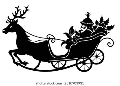 Santa sleigh silhouette design. This is a beautiful design.