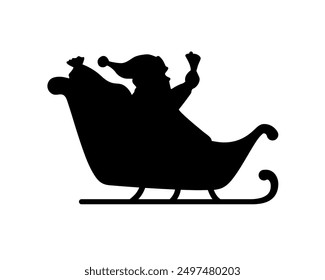 Santa Sleigh silhouette icon. Clipart image isolated on white background