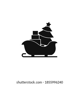 santa sleigh silhouette icon vector on a white background