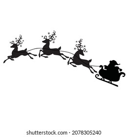 Santa sleigh silhouette vector cartoon illustration