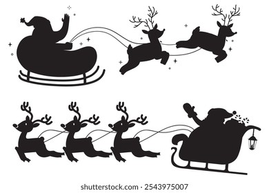 Santa Sleigh Silhouette Vector Illustration for Christmas and Holiday Designs