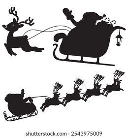 Santa Sleigh Silhouette Vector Illustration for Christmas and Holiday Designs