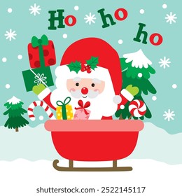 Santa Sleight For Christmas Card or Bag design