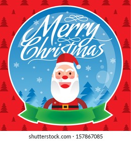 Santa Snow Globe with Red Background Vector