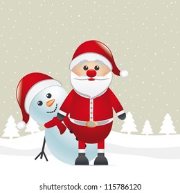 santa and snowman