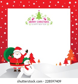 Santa, Snowman, Border & Background