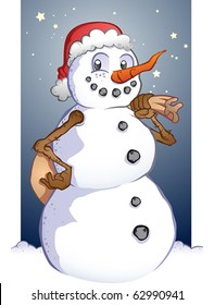 Santa Snowman Cartoon Christmas Mascot