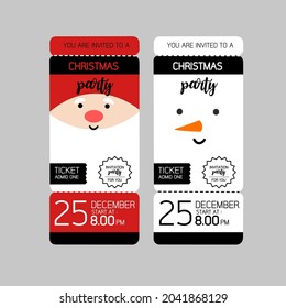 Santa and Snowman Christmas invitation cards. Christmas party tickets.
