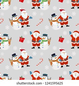 Santa and snowman with deer pattern