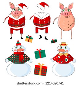 Santa snowman pig