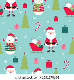 santa and snowman seamless pattern design