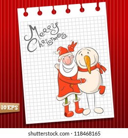 Santa and snowman. Vector Illustration of Christmas theme