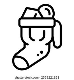 santa sock line icon,vector and illustration