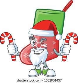 Santa socks Cartoon character in Santa with candy