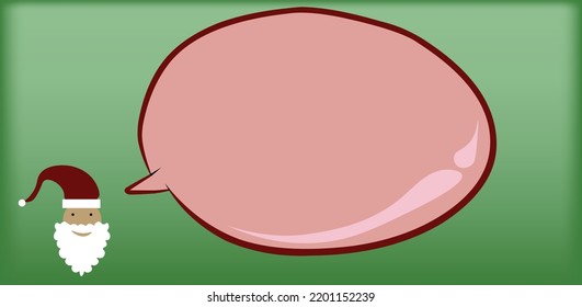 santa speak bubble doodle santa head speaking speech baloon pink color christmast card with gradient green background
