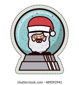Santa and sphere icon. Merry Christmas season and decoration theme. Isolated design. Vector illustration