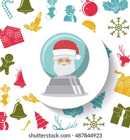 Santa sphere inside circle icon. Merry Christmas season and decoration theme. Colorful design. Vector illustration