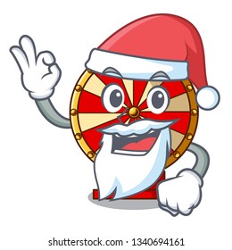 Santa spinning wheel attached the cartoon wall