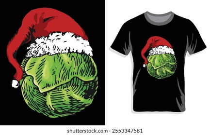 Santa Sprout Christmas T-Shirt Design Print-Ready File Design.