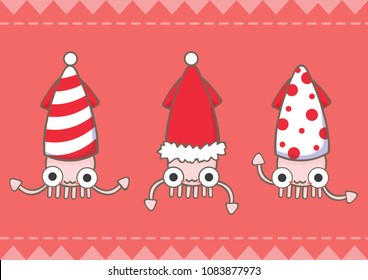 Santa squid on Christmas summer holiday.