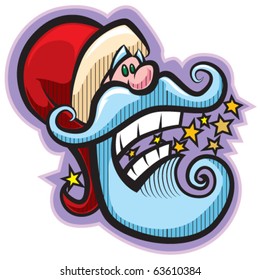 Santa with stars. Vector.