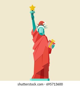 Santa Statue of liberty. Vector illustration