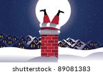 Santa Stuck in the Chimney Santa Claus is up on the rooftop, but he can't get down. EPS 8 vector, grouped for easy editing.