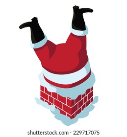 Santa stuck in the chimney EPS 10 vector illustration