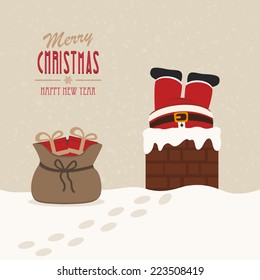 Santa Stuck In Chimney Gift Bag Snow Background