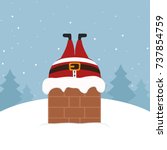 santa stuck in chimney winter snowy landscape