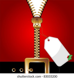 Santa suit with zipper and blank tag